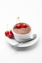 Chocolate mousse with cherries