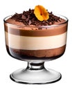 Chocolate mousse dessert in a glass bowl isolated on transparent background. Royalty Free Stock Photo