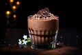 Chocolate mousse in glass. AI Generated