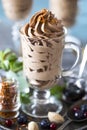 Chocolate mousse in a glass sundae dish