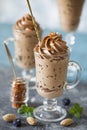 Chocolate mousse in a glass sundae dish