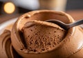 Chocolate mousse is presented in a Royalty Free Stock Photo