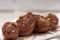 Chocolate mousse quenelle dessert Royalty Free Stock Photo