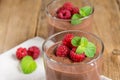 Chocolate mousse with raspberry Royalty Free Stock Photo
