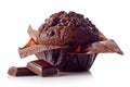 Chocolate muffin isolated on white Royalty Free Stock Photo