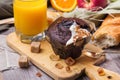 Chocolate muffin cake for breakfast Royalty Free Stock Photo