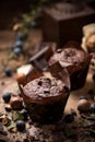 Chocolate Muffin with Chocolate Chips Royalty Free Stock Photo