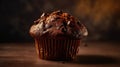 Chocolate muffin on a dark background