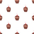 Chocolate muffin pattern with cherry