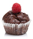 Chocolate muffin with raspberry isolated Royalty Free Stock Photo