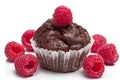 Chocolate muffin with raspberry isolated Royalty Free Stock Photo