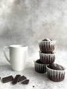 Chocolate muffins with a cup of coffee