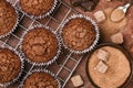 Chocolate muffins with Demerara sugar and cinnamon