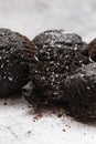 Chocolate muffins on a gray background. Royalty Free Stock Photo