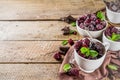 Chocolate mug cake with blackberry Royalty Free Stock Photo