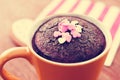 Chocolate mug cake, with a filter effect Royalty Free Stock Photo