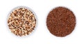 Chocolate nonpareils and sprinkles, decoration and topping, in white bowls Royalty Free Stock Photo