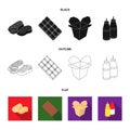 Chocolate, noodles, nuggets, sauce.Fast food set collection icons in black,flat,outline style vector symbol stock