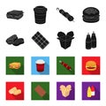 Chocolate, noodles, nuggets, sauce.Fast food set collection icons in black,flet style vector symbol stock illustration