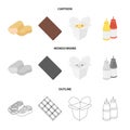 Chocolate, noodles, nuggets, sauce.Fast food set collection icons in cartoon,outline,monochrome style vector symbol