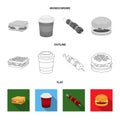 Chocolate, noodles, nuggets, sauce.Fast food set collection icons in flat,outline,monochrome style vector symbol stock