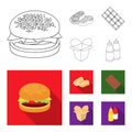 Chocolate, noodles, nuggets, sauce.Fast food set collection icons in outline,flat style vector symbol stock illustration