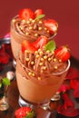 Chocolate and nougat mousse with strawberry Royalty Free Stock Photo