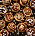 Chocolate nut small tarts. A delicious holiday dessert