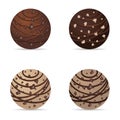 Chocolate nuts ball dark and white illustration set two