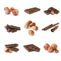 Chocolate and nuts collage Royalty Free Stock Photo