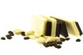 Chocolate and nuts are isolated on white Royalty Free Stock Photo