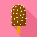 Chocolate nuts popsicle icon, flat style