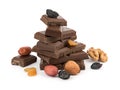 Chocolate with nuts and raisins Royalty Free Stock Photo