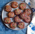 Chocolate nutty bites - truffles made with sprinkles Royalty Free Stock Photo