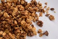 Chocolate oats on white background