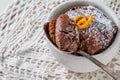 Chocolate and orange cupcake with coffee Royalty Free Stock Photo
