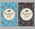 Chocolate package template with hand drawn cocoa beans