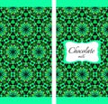 Chocolate packaging design. Bright green ornamental pattern Royalty Free Stock Photo