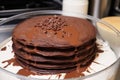 chocolate pancake midst of the process