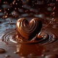 Chocolate passion Heart shaped chocolate immersed in love, liquid indulgence