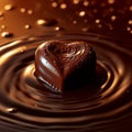 Chocolate passion Heart shaped chocolate immersed in love, liquid indulgence