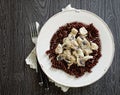 Chocolate pasta on a white plate Royalty Free Stock Photo