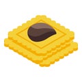 Chocolate paste biscuits icon, isometric style