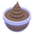 Chocolate paste bowl icon, isometric style