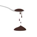 Chocolate paste dripping from a spoon.