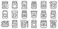 Chocolate paste icons set, outline style