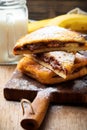 Chocolate Peanut Butter Banana Stuffed French Toast Royalty Free Stock Photo