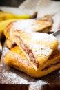 Chocolate Peanut Butter Banana Stuffed French Toast Royalty Free Stock Photo