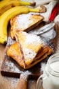 Chocolate Peanut Butter Banana Stuffed French Toast Royalty Free Stock Photo