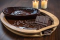 chocolate pedicure, with chocolate footbath and melted chocolate for sole massage Royalty Free Stock Photo